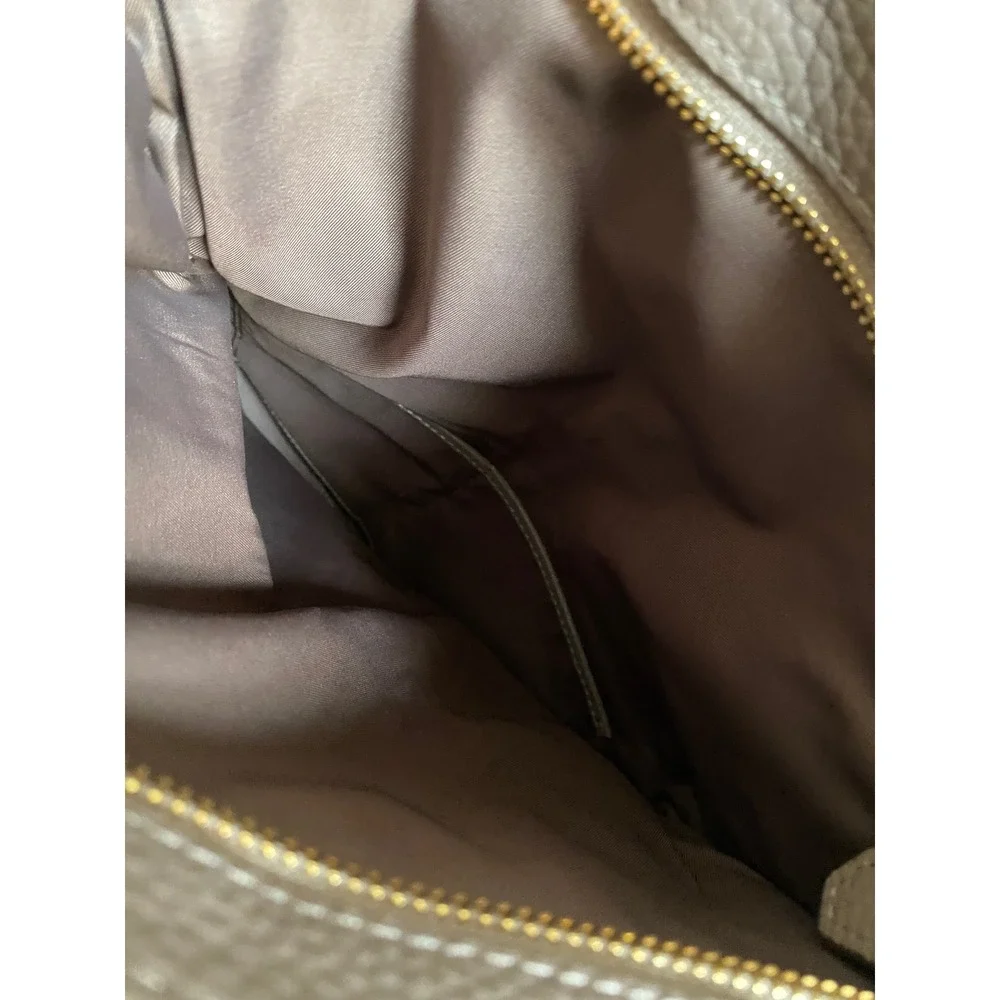 Tory Burch McGraw Foldover Leather Crossbody Bag Gray Taupe